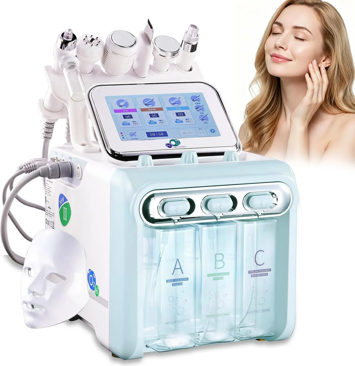 XFK, Aparatura, Profesjonalne, LED, czyściciel twarzy przez Microbulles Aspiracja 7 w 1