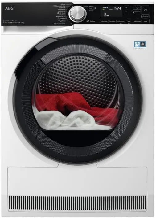 AEG TR9W80690, sterowanie WiFi, Suszarka z pompą ciepła WiFi 9 kg, seria 9000 AbsoluteCarePlus suszenie puchu, oświetlenie bębna